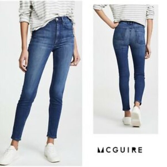 MCGUIRE DENIM High Rise Distressed Jeans Stretch Denim Women Ripped 29 Newton - Picture 1 of 8